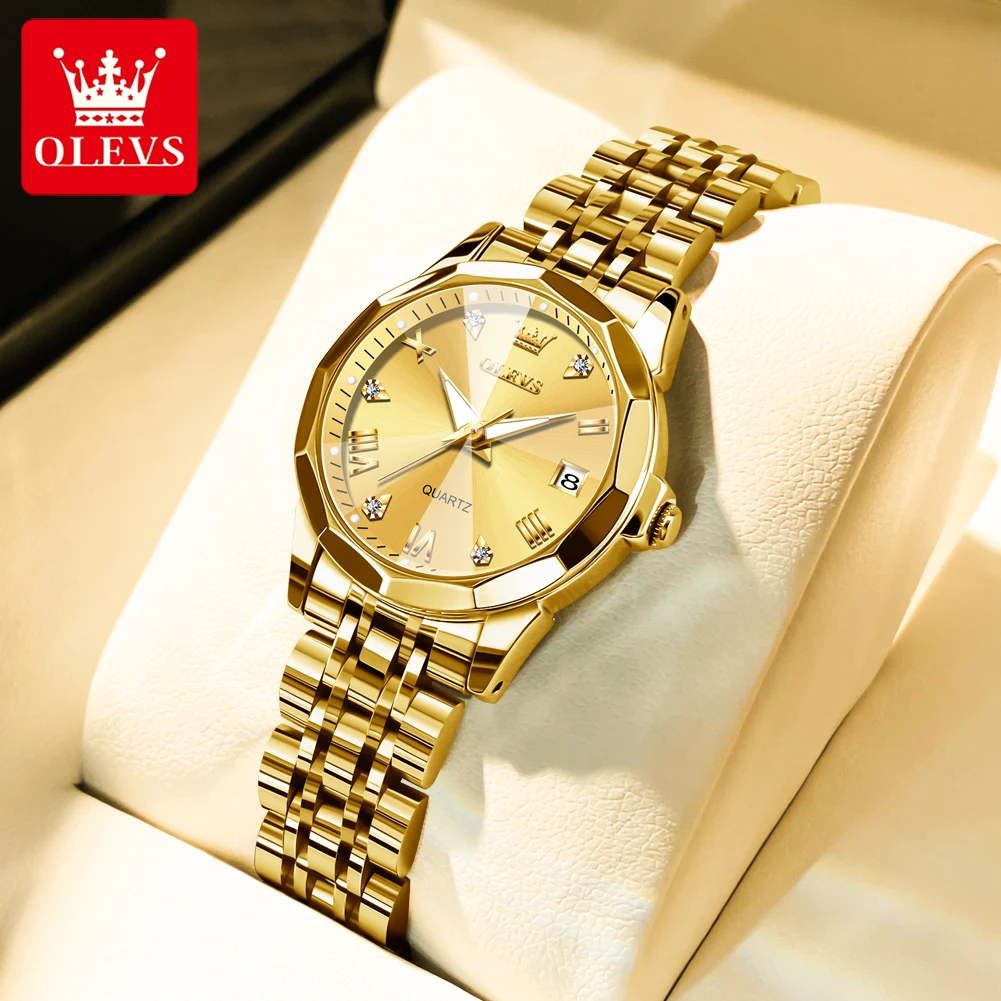 OLEVS Geschenkset Luxus-Quarzuhr für Damen-Eleganz trifft Funktionalität