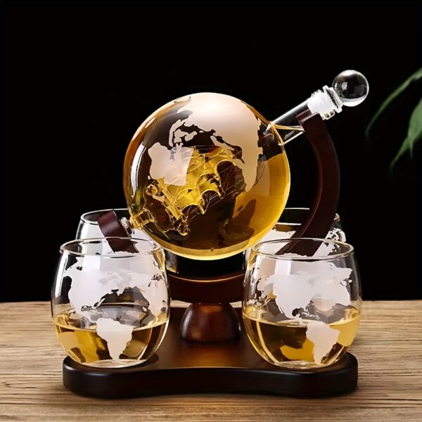 Globe Whiskey Dekanter-Set mit 4 Gläsern - Das Ultimative Geschenk für Spirituosen-Liebhaber – Bild 3