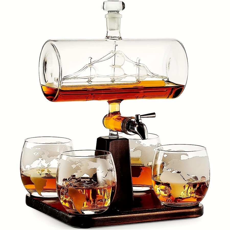 Elegantes Bar-Set - Einzigartige Spender-Karaffe mit 4 Gläsern