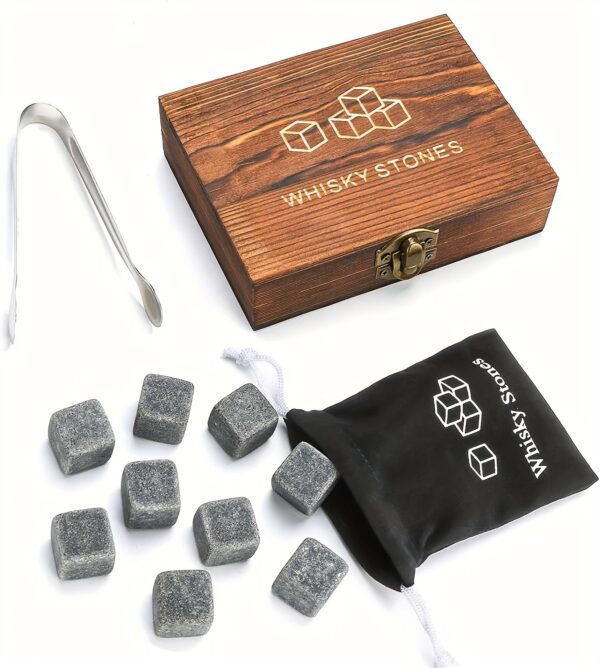Whisky Steine Set mit Holzbox-Kühler Genuss ohne Verwässerung – Bild 8