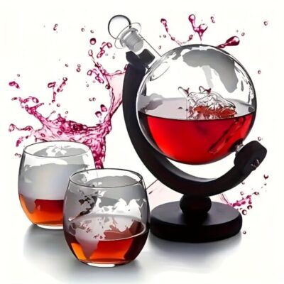 3-teiliges Whiskey Dekanter-Set  Globus -Einzigartiges Design