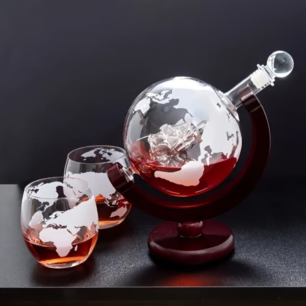 Whisky Dekanter-Set Globus-Einzigartiger Stil Spirituosen-Wein – Bild 4