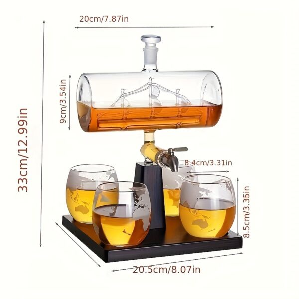 Elegantes Bar-Set - Einzigartige Spender-Karaffe mit 4 Gläsern – Bild 2