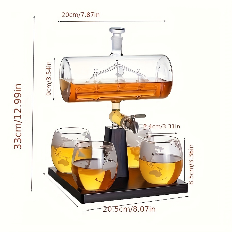 Elegantes Bar-Set - Einzigartige Spender-Karaffe mit 4 Gläsern