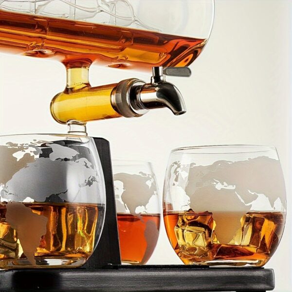 Elegantes Bar-Set - Einzigartige Spender-Karaffe mit 4 Gläsern – Bild 5