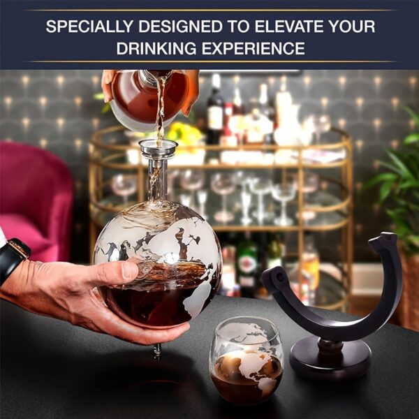 Globe Whiskey Dekanter-Set mit 4 Gläsern - Das Ultimative Geschenk für Spirituosen-Liebhaber – Bild 11