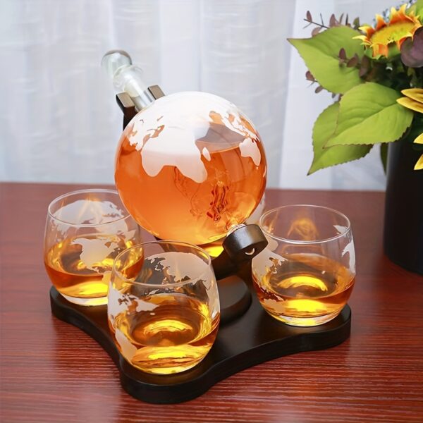 Globe Whiskey Dekanter-Set mit 4 Gläsern - Das Ultimative Geschenk für Spirituosen-Liebhaber – Bild 4