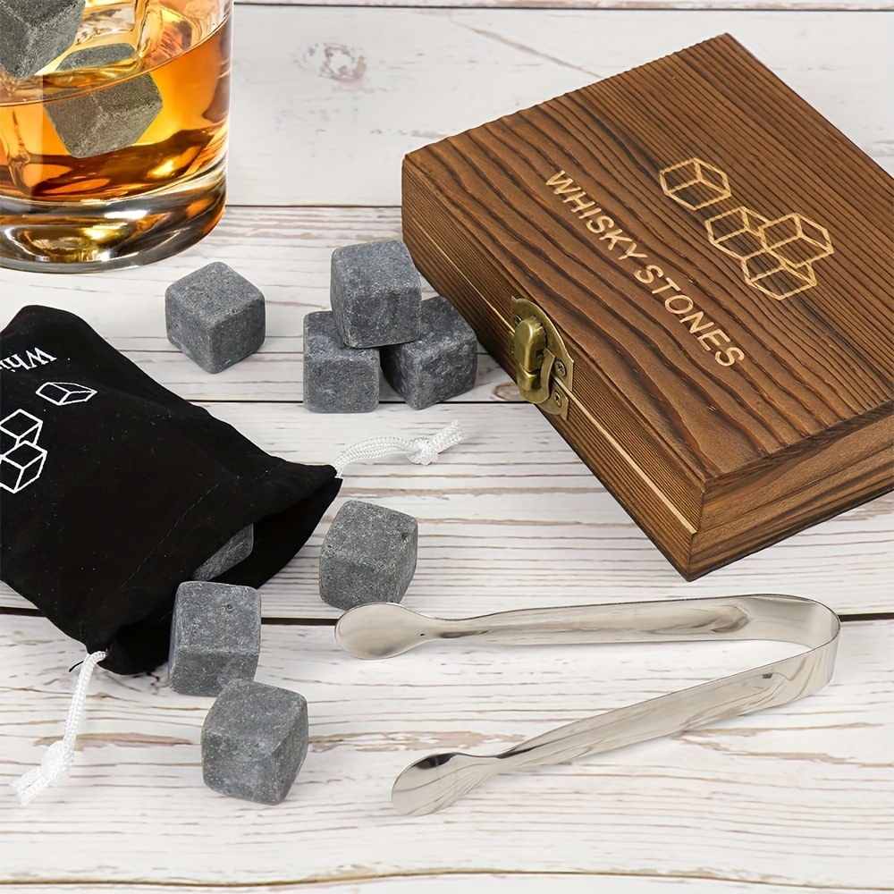Whisky Steine Set mit Holzbox-Kühler Genuss ohne Verwässerung