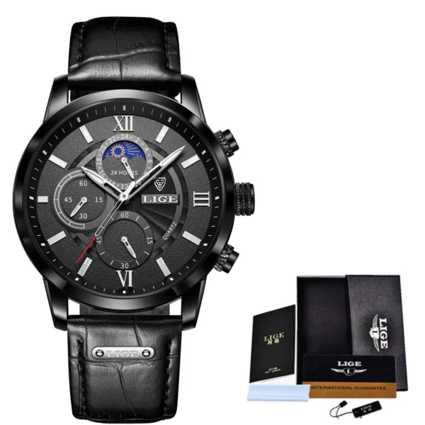LIGE 8932 Militär-Herrenuhr: Luxuriöser Chronograph mit Mondphase – Bild 10