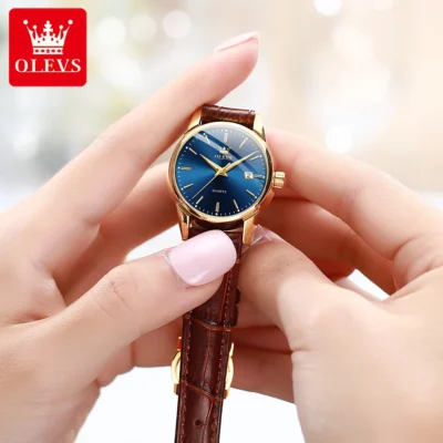 OLEVS 6898 Damenuhr – Top Luxus Business Quarz-Uhr mit Lederarmband