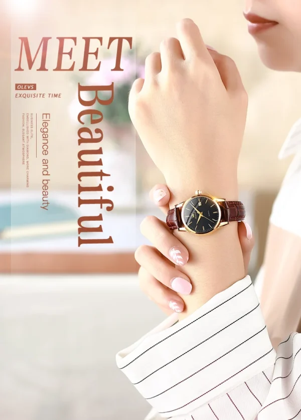 OLEVS 6898 Damenuhr – Top Luxus Business Quarz-Uhr mit Lederarmband – Bild 10