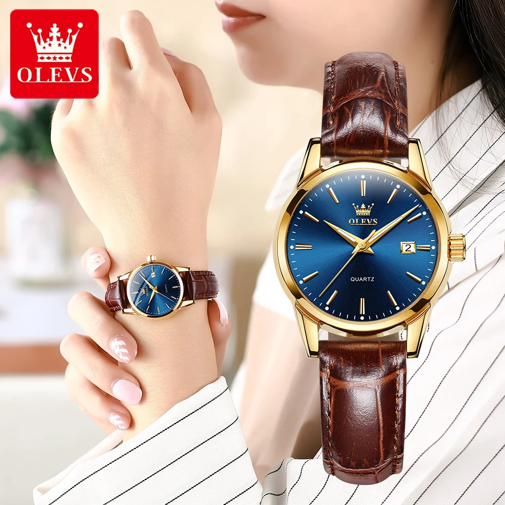 OLEVS 6898 Damenuhr – Top Luxus Business Quarz-Uhr mit Lederarmband