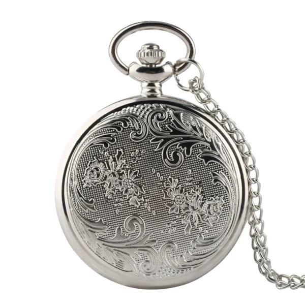 YISUYA Top Luxus Silber Taschenuhr: Lebendiger Vogel im Baum mit exquisiten Blumenmustern – Bild 4