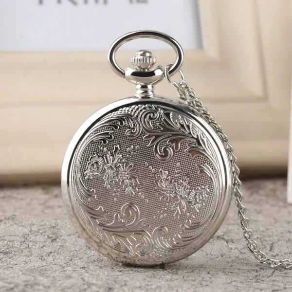 YISUYA Top Luxus Silber Taschenuhr: Lebendiger Vogel im Baum mit exquisiten Blumenmustern – Bild 10