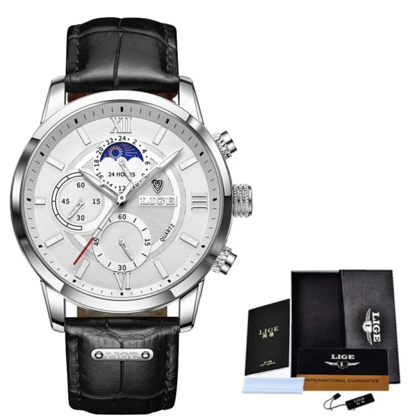LIGE 8932 Militär-Herrenuhr: Luxuriöser Chronograph mit Mondphase – Bild 11