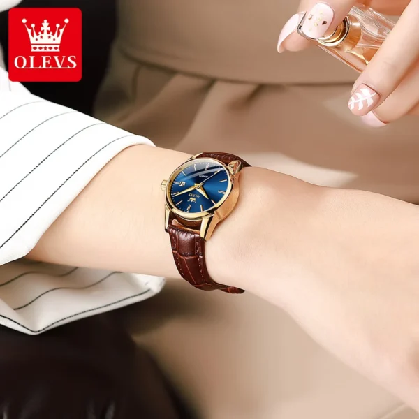 OLEVS 6898 Damenuhr – Top Luxus Business Quarz-Uhr mit Lederarmband – Bild 6