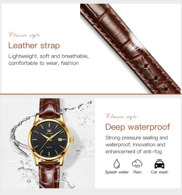 OLEVS 6898 Damenuhr – Top Luxus Business Quarz-Uhr mit Lederarmband – Bild 20