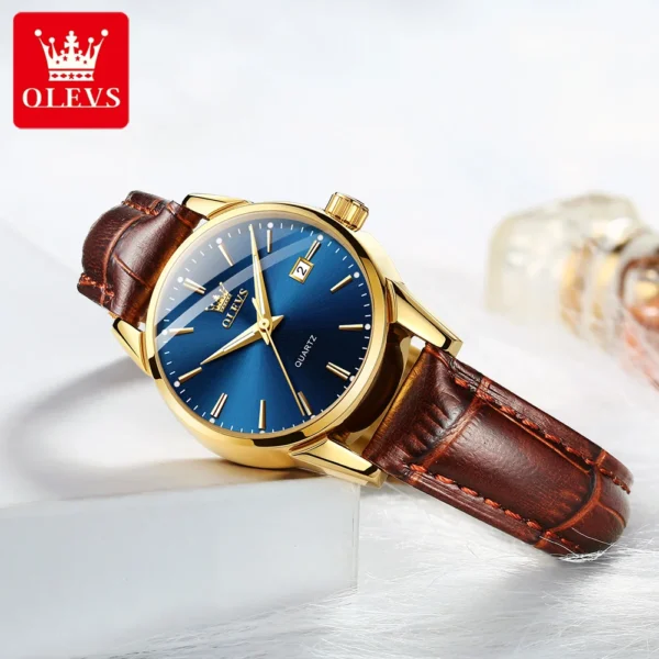 OLEVS 6898 Damenuhr – Top Luxus Business Quarz-Uhr mit Lederarmband – Bild 4