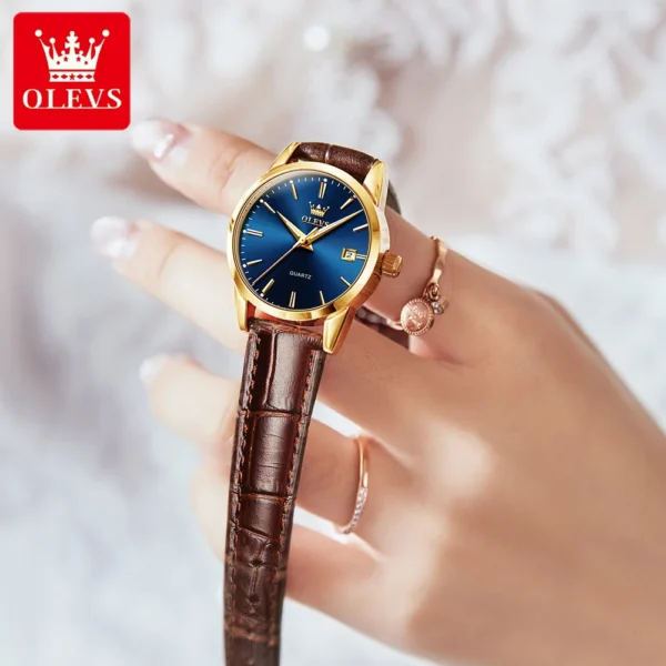 OLEVS 6898 Damenuhr – Top Luxus Business Quarz-Uhr mit Lederarmband – Bild 3