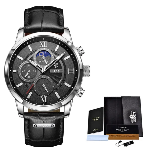 LIGE 8932 Militär-Herrenuhr: Luxuriöser Chronograph mit Mondphase – Bild 8
