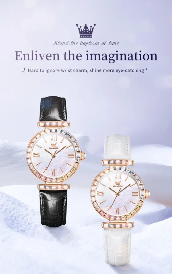 OLEVS 9007 Fashion Damenuhr – Diamantbesatz-Römische Skala-Wasserdicht – Bild 19