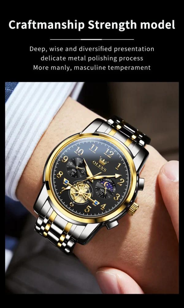 OLEVS 2900 Business Sport Herrenuhr-Eleganz mit Mondphase und Chronograph – Bild 21