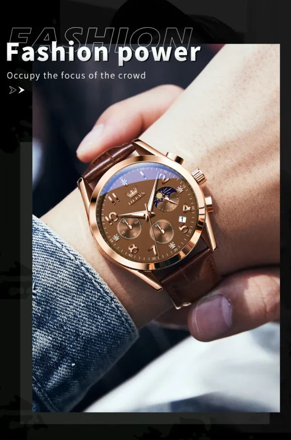 OLEVS 2890 Fashion Casual Herrenuhr mit Mondphase – Bild 7