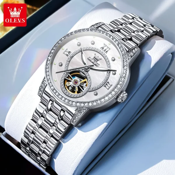 OLEVS 7036 Automatische Mechanikuhr für Damen- Sternenhimmel und Eleganz im Geschenkset – Bild 9