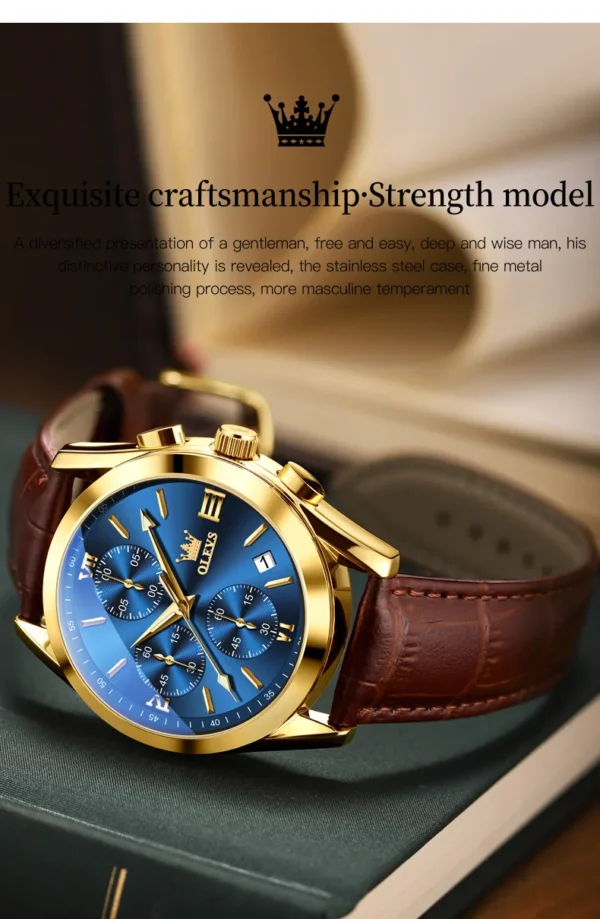 OLEVS 2872 Gold -Weiß - Herrenuhr - Luxuriöser Chronograph – Bild 7