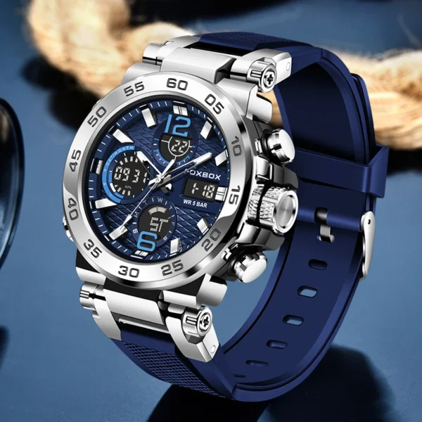 FOXBOX 0033 Herrenuhr - Militär-Sportuhr mit Dual-Display – Bild 4