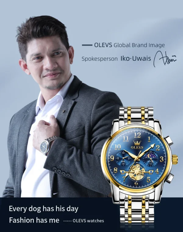 OLEVS 2900 Business Sport Herrenuhr-Eleganz mit Mondphase und Chronograph – Bild 12