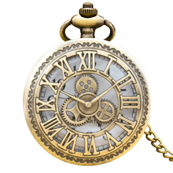 Vintage Bronze Steampunk Taschenuhr-Faszinierendes Zahnrad-Design – Bild 7