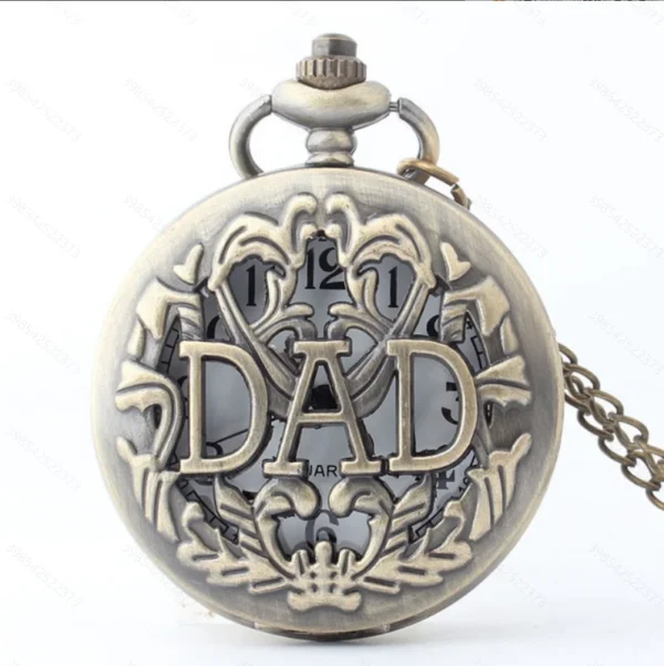 Vintage Bronze Schnitzerei DAD Taschenuhr-Das Beste Geschenk für den Vater – Bild 7