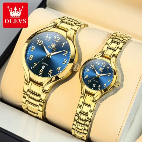 OLEVS 3650 Paar-Uhr Luxuriöse Edelstahl-Uhren für Verliebte – Bild 10