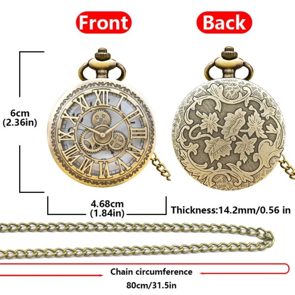 Vintage Bronze Steampunk Taschenuhr-Faszinierendes Zahnrad-Design – Bild 6
