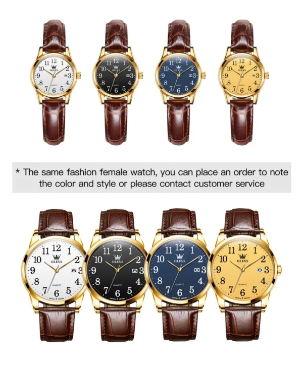 OLEVS 5566 Paar-Uhr - Elegante Quarz-Uhren für Verliebte mit Kalender – Bild 23