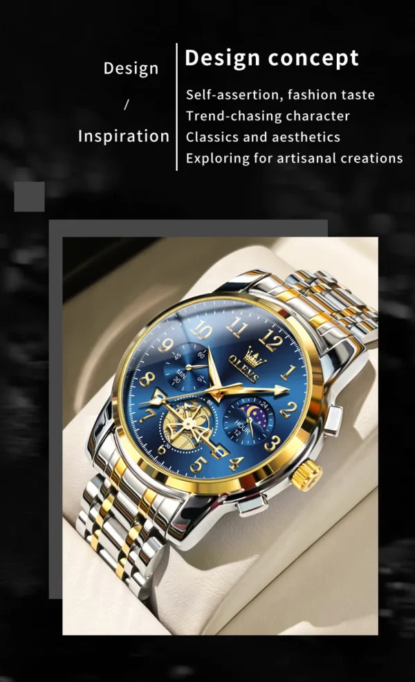 OLEVS 2900 Business Sport Herrenuhr-Eleganz mit Mondphase und Chronograph – Bild 14