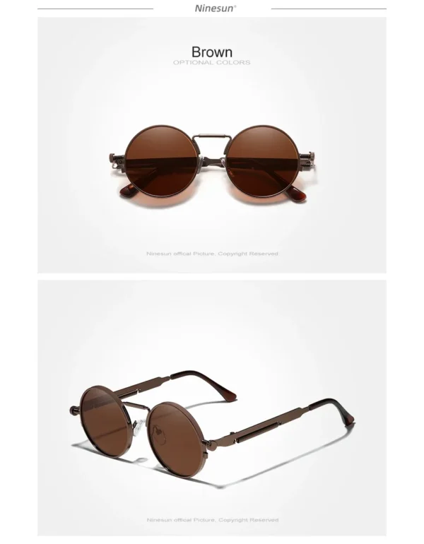 Ninesun Polarisierte Runde Steampunk Vintage Sonnenbrille UV400 – Bild 14