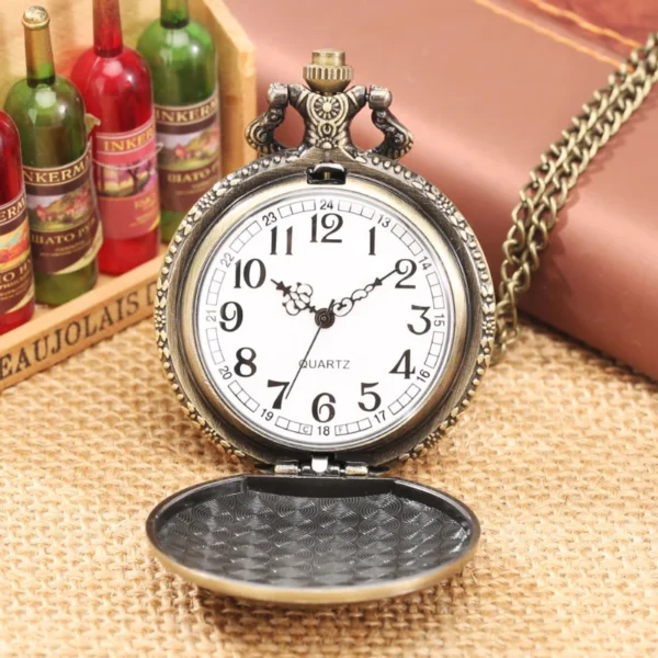 WECIN Vintage Bronze Revolver-Schädel Taschenuhr – Bild 3