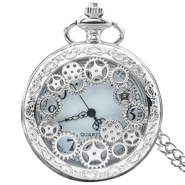 Schwarz Hohle Zahnrad-Taschenuhr: Stilvolles Gedenkgeschenk im Steampunk-Look – Bild 8