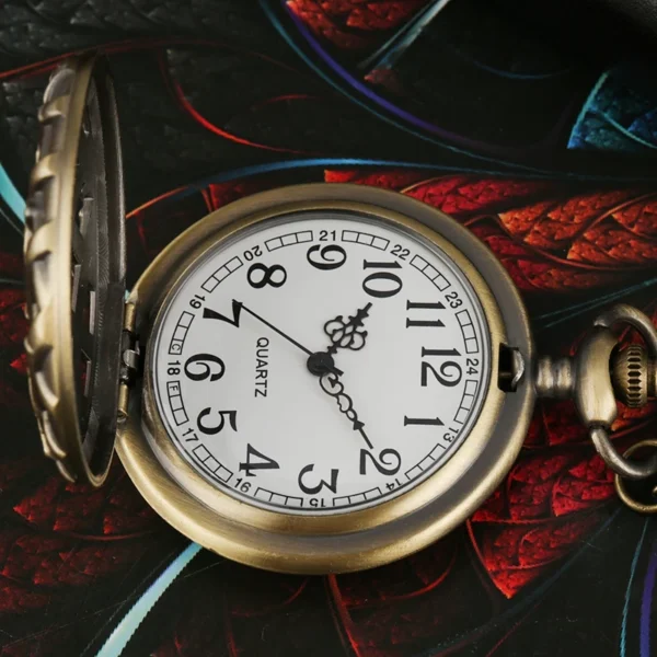 Bronze Hohl-Blumen-Taschenuhr-Zarte Eleganz im Vintage-Stil – Bild 3
