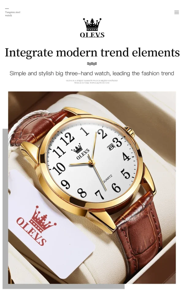 OLEVS 5566 Paar-Uhr - Elegante Quarz-Uhren für Verliebte mit Kalender – Bild 13