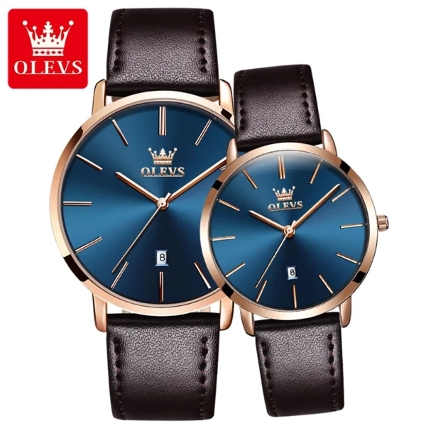 OLEVS 5869 Paar-Uhr-Ultradünne Quarz-Uhren mit Stil und Kalender – Bild 10