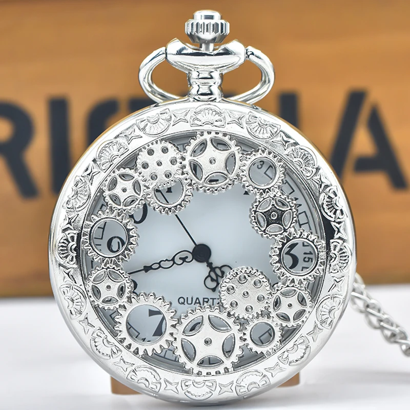 Schwarz Hohle Zahnrad-Taschenuhr: Stilvolles Gedenkgeschenk im Steampunk-Look