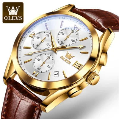 OLEVS 2872 Gold -Weiß - Herrenuhr - Luxuriöser Chronograph