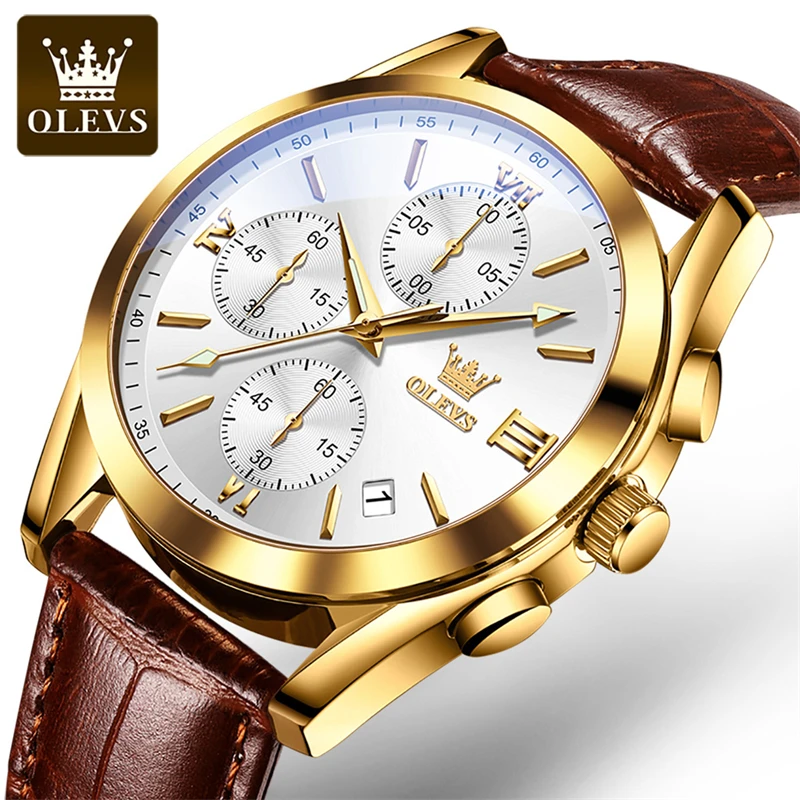 OLEVS 2872 Gold -Weiß - Herrenuhr - Luxuriöser Chronograph