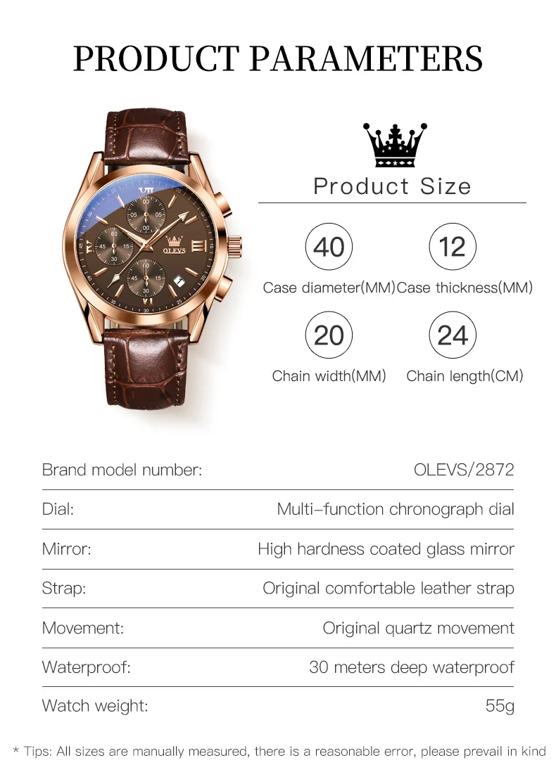 OLEVS 2872 Gold -Weiß - Herrenuhr - Luxuriöser Chronograph