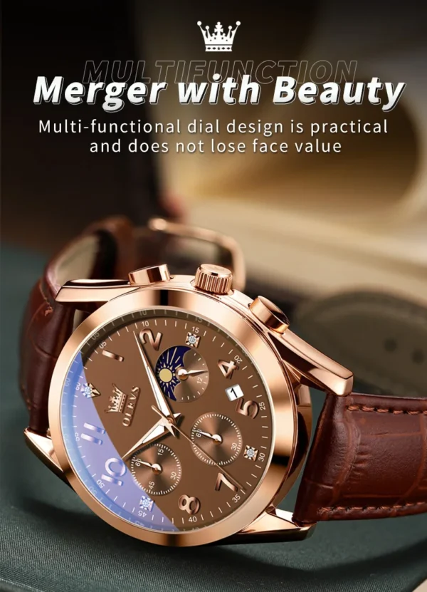 OLEVS 2890 Fashion Casual Herrenuhr mit Mondphase – Bild 10