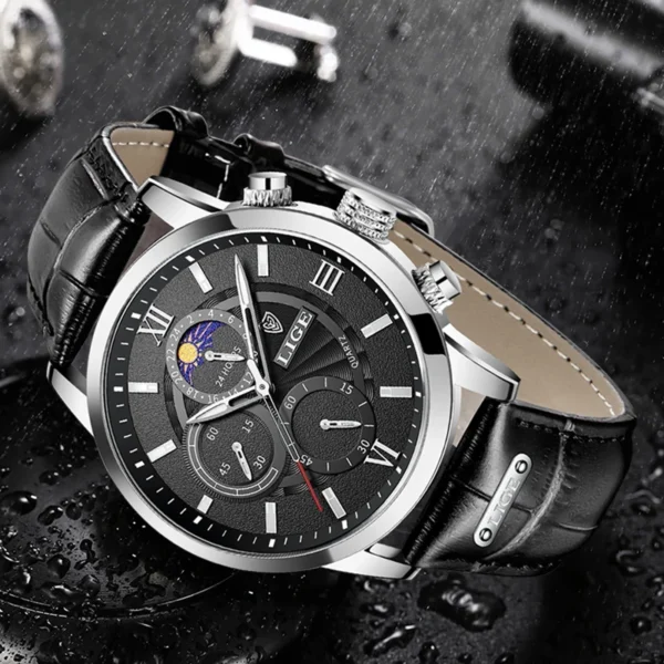 LIGE 8932 Militär-Herrenuhr: Luxuriöser Chronograph mit Mondphase – Bild 2