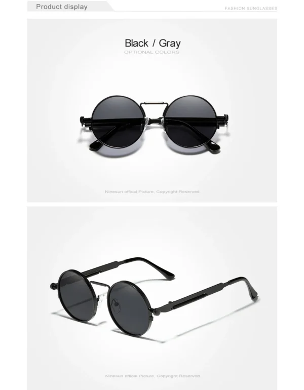 Ninesun Polarisierte Runde Steampunk Vintage Sonnenbrille UV400 – Bild 11